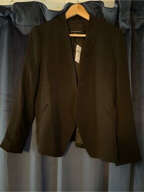 Banana Republic Collarless Open-Front Black Blazer